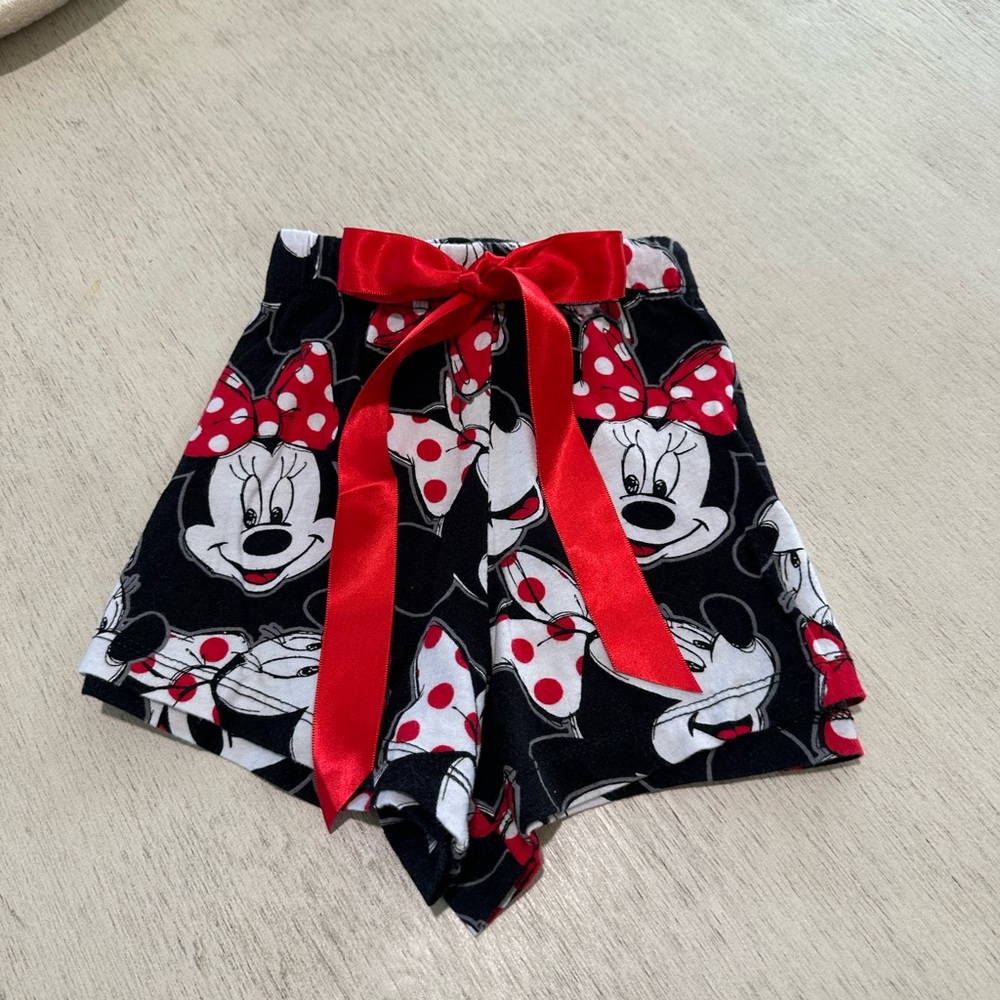 Disney Minnie Mouse Red and Black Patterned Sleep Shorts.